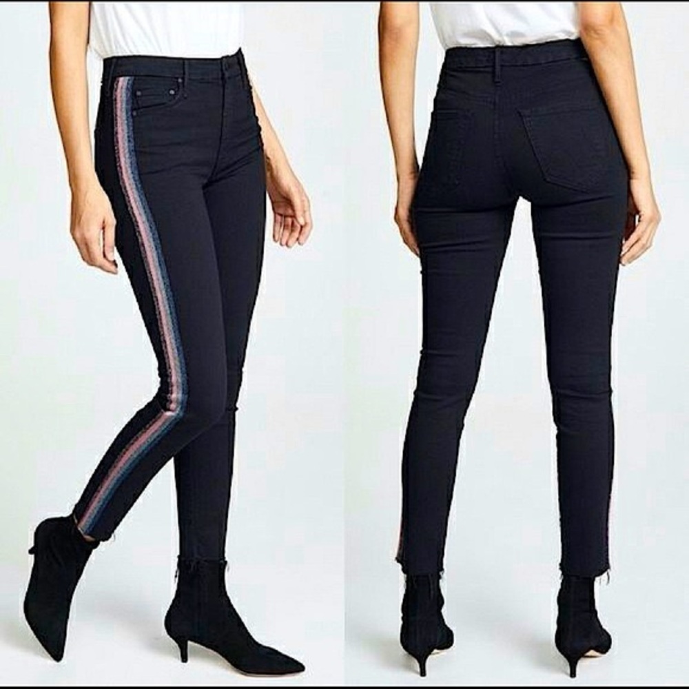 Mother High Waisted Looker Ankle Fray Guilty Glitter Racer